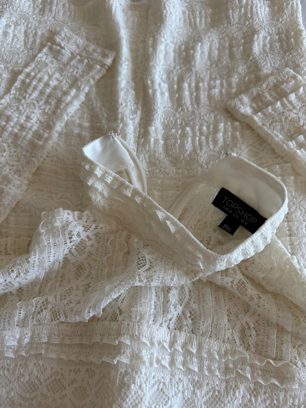 🛍️SALE🛍️ Topshop Cream Lace High-Neck Mini Dress - Picture 5 of 8